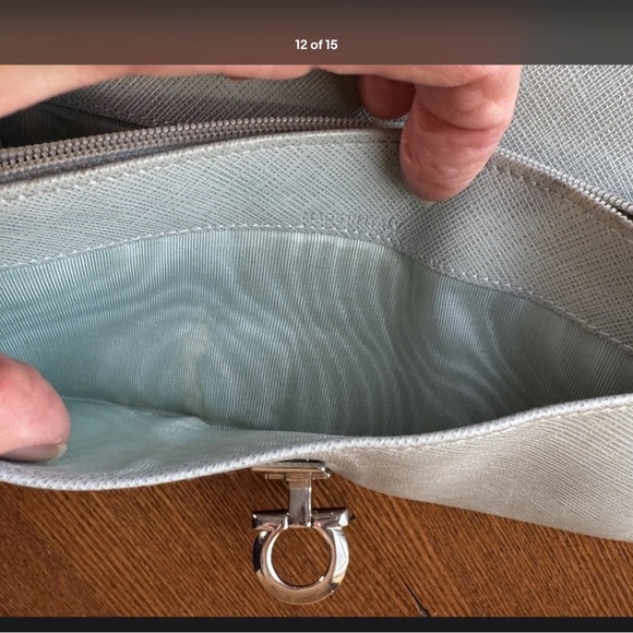 Salvatore Ferragamo Grey Gancini Saffiano Leather Clip Long Wallet W/COA - Picture 12 of 15